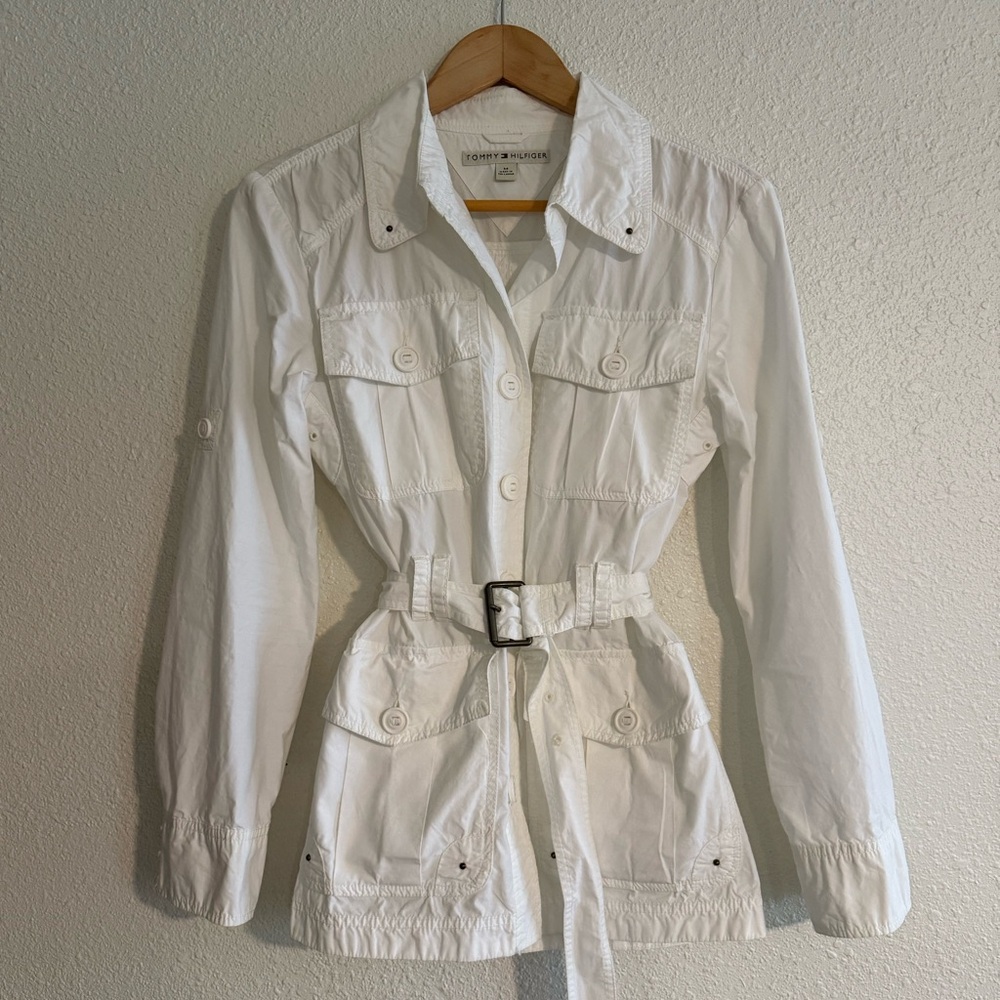 Y2K Tommy Hilfiger Belted Cargo Jacket Vintage Downtown Gorpcore